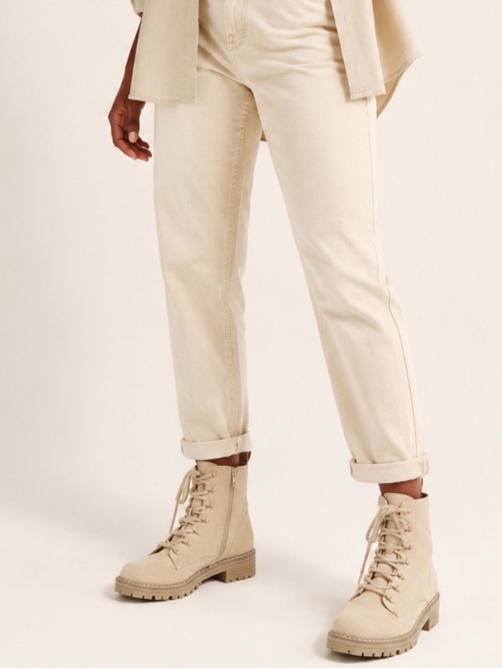 Women's Parker Combat Boots - Universal Thread Cream Size 8.5